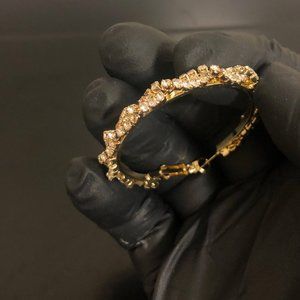 Round Hoop Shiny Screw Crystal Earrings